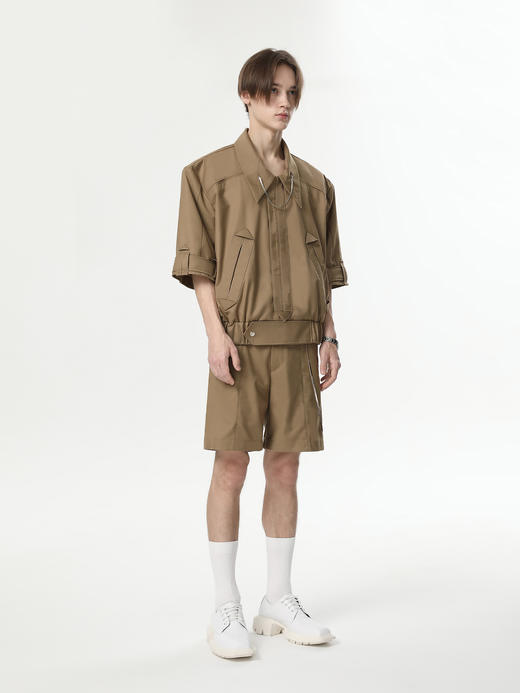 TIWILLTANG启世录ANEW 时装原创三角折边宽肩夹克 brown/black 商品图1