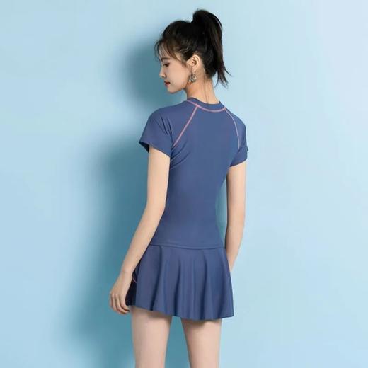 【FASHION，灵动活力少女~】分体泳衣女 爆款运动显瘦遮肚 时尚收腰显瘦裙式泳装 平角游泳衣套装-QQ 商品图3