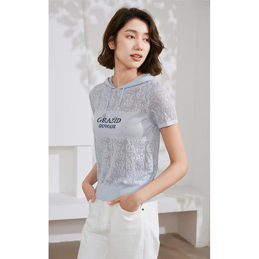 乔万尼针织衫女新款短袖连帽衫EM2M912 商品图1