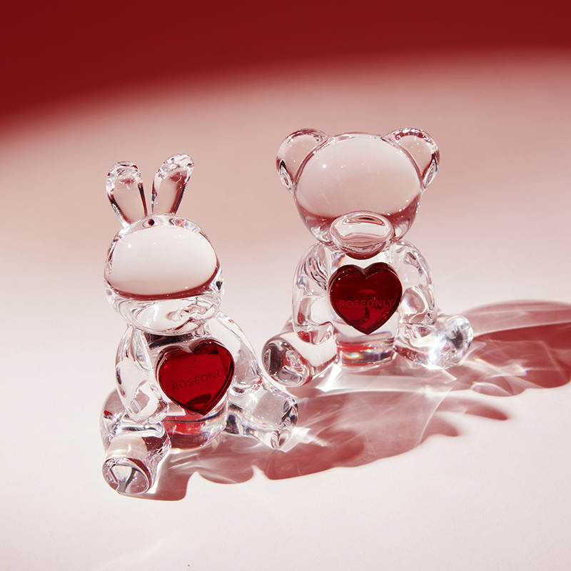 【家居摆件】ROSEONLY诺誓  玫瑰家居-心爱系列 水晶熊兔 送爱人女友精美礼品 家居摆件