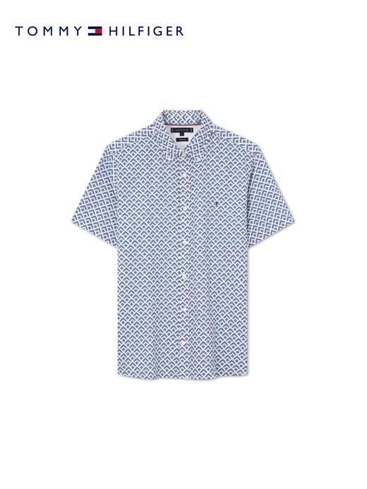 【特价商品不退不换】TOMMY 短袖衬衫男  MW35238-0GY 蓝白格纹. 商品图0