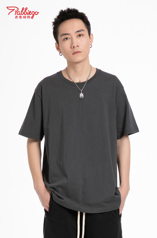 赤兔嗨购精梳长绒棉T恤宽松休闲男女同款24年新品正肩短袖 商品图3