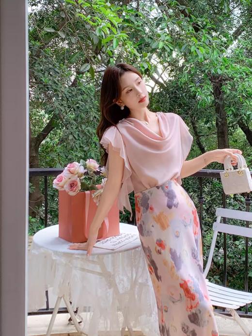 张心子【浪漫马黛】高级感荡领飞袖上衣女夏新款气质洋气小衫 U2406001 商品图2