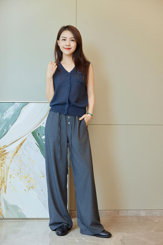 凉凉呼吸感抽绳直筒裤 商品图3