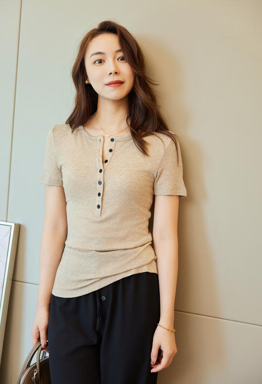 经典亨利领天丝上衣 商品图2