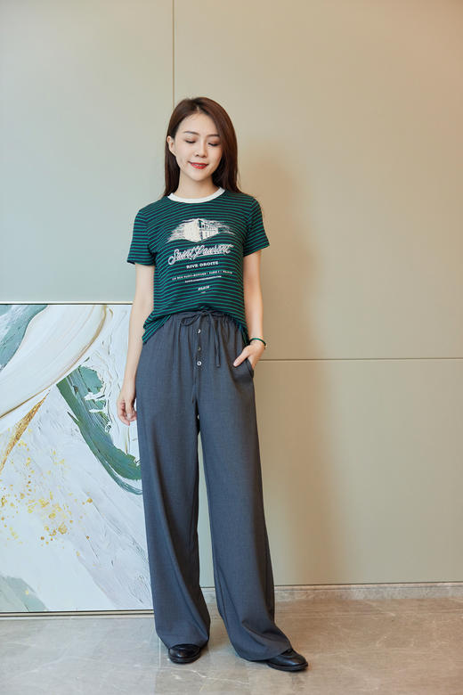 凉凉呼吸感抽绳直筒裤 商品图6