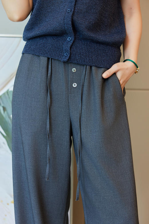 凉凉呼吸感抽绳直筒裤 商品图7