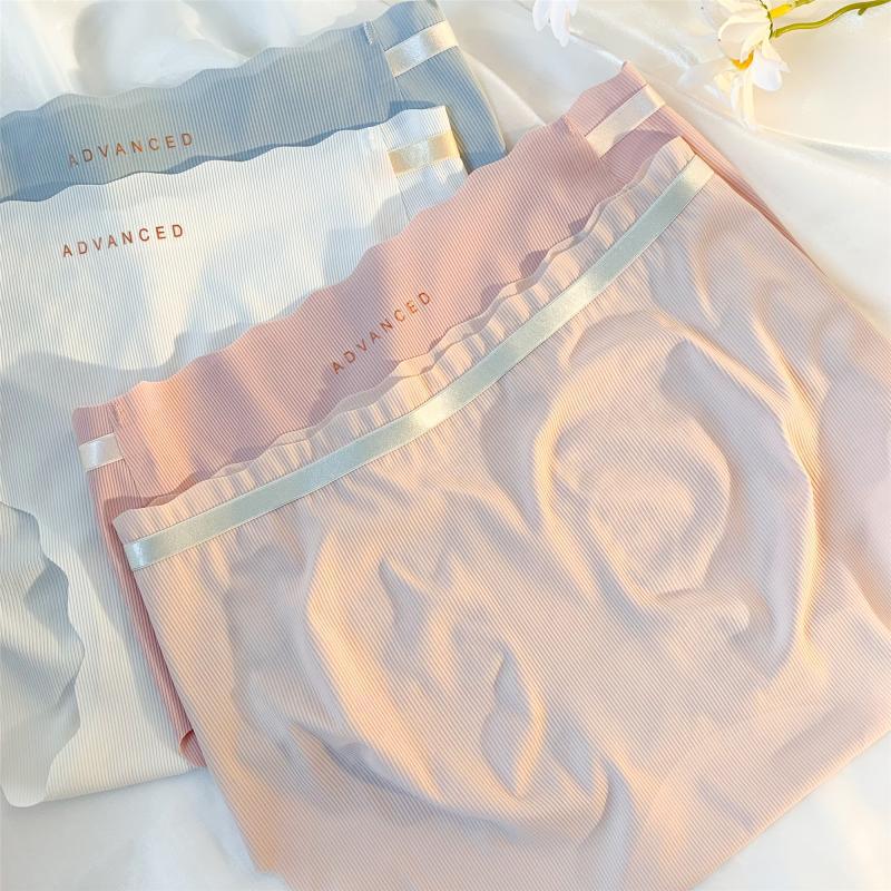 浪花蜜桃臀内裤 夏季薄款无痕女士冰丝内裤女高弹包臀运动中腰女士内裤