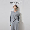 东黎 • 丝绒款女士春夏手勾边针织休闲宽松纯色打底长袖连帽衫 4270 商品缩略图2