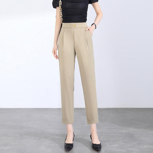 「两色可选！2024春季新款」修身铅笔裤弹力显瘦休闲小脚裤高腰黑色九分裤潮下装 商品图2