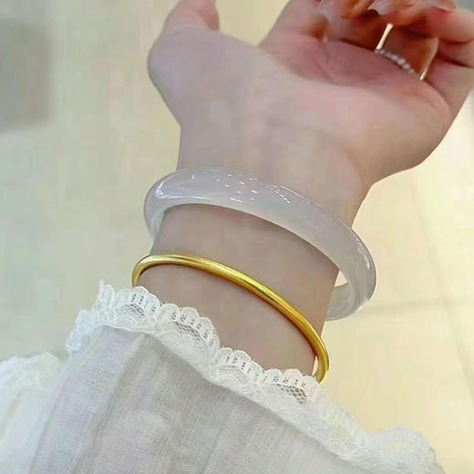芋泥啵啵镯子 白月光玉髓手镯 玛瑙圆条白月光  紫罗兰手镯少女 商品图4