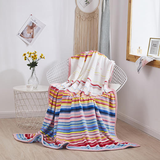 红蜻蜓毛毯双面法兰绒毯盖毯沙发毯子办公室午睡毯-雨后彩虹 180*200cm 商品图0
