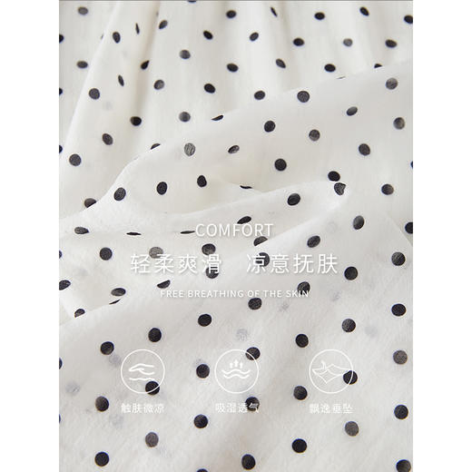 【五折购】熙世界气质时尚度假风波点连衣裙2025夏季新款圆领收腰雪纺裙子 商品图3