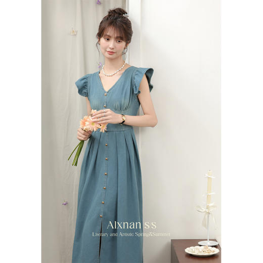 【6折秒杀】鹿向南「巴洛克幻想」 蓝色连衣裙L38607 商品图2