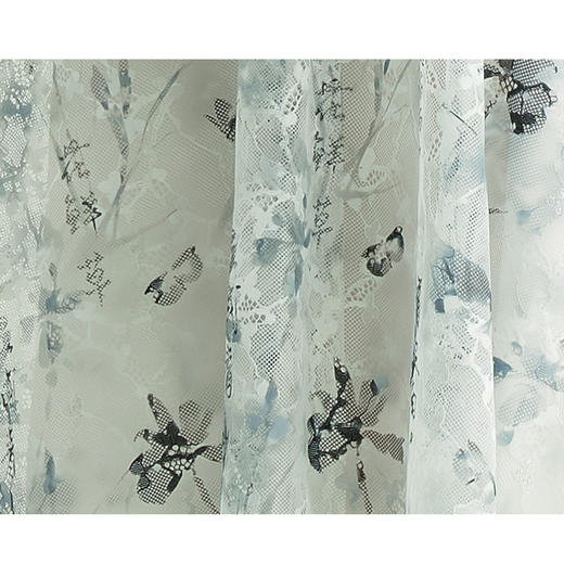 司歌蕾丝印花国风连衣裙短袖收腰优雅A891422M 商品图1