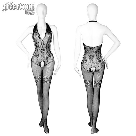 【霏慕】性感情趣镂空连身网袜激情开档诱惑性趣情绪内衣丝袜套装女7559 商品图4