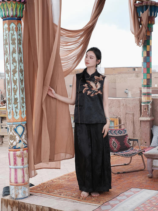 盛唐牡丹盛奢系列| 限量款| 高货-真丝重缎仙鹤纹马甲(特殊商品不退不换) 商品图1