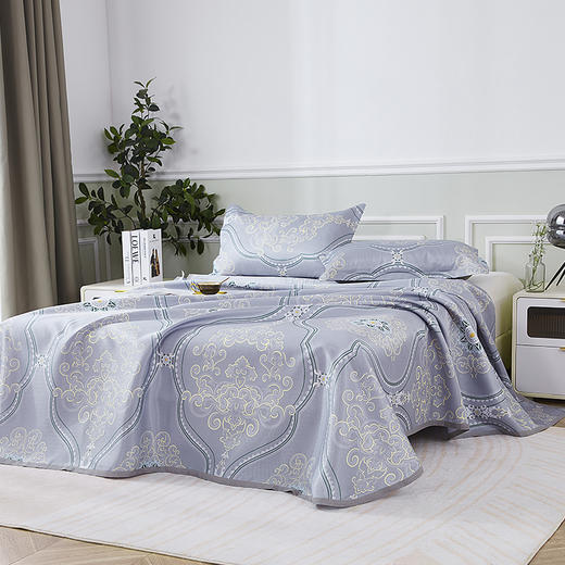 红蜻蜓家纺夏天凉席冰丝席三件套单双人通用可机洗席子夏季宿舍用-简欧 席子/230*250cm 商品图4