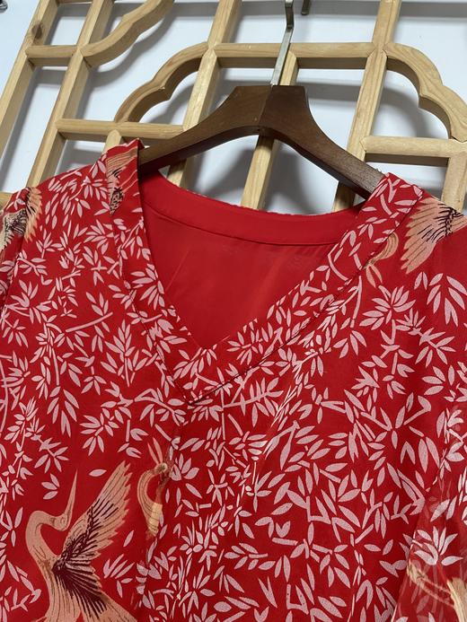 丁摩 100%桑蚕丝连衣裙荷叶袖子大摆裙子20-105HS-DS399 商品图3