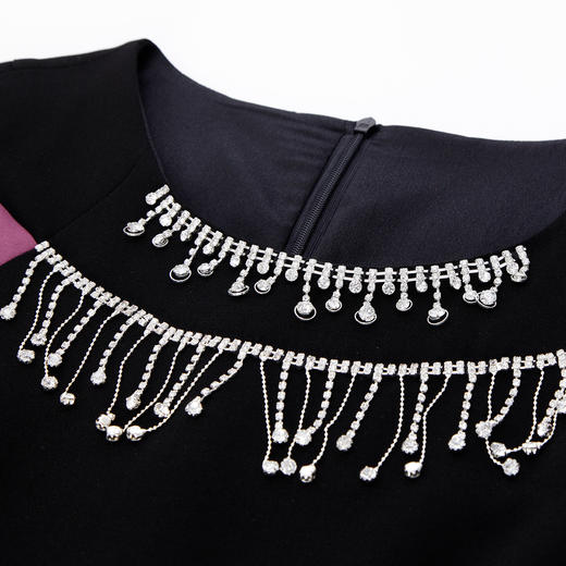 PF820斯尔丽流苏感钻链撞色肩部公主感小礼服2024春夏新款连衣裙 商品图4