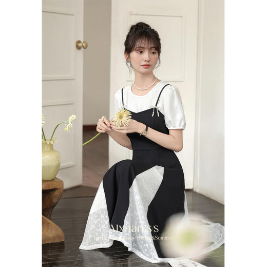 鹿向南「月光舞曲」假两件连衣裙L38606 商品图1