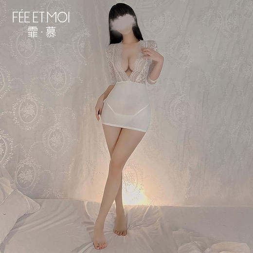 【情趣内衣】霏慕深V蕾丝性感包臀秘书裙6757 商品图13