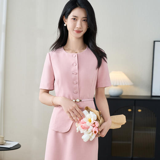 米思阳2025夏季新款时尚通勤风短袖西装修身显瘦高级感上衣女2898 商品图2