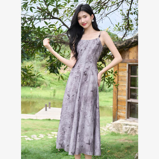 新中式国风晕染肌理串珠吊带裙女温柔高级感连衣裙V2842138 商品图0