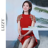 LIZZY 2024轻奢优雅重工钉珠短袖修身开叉礼服连衣裙7645 商品缩略图0