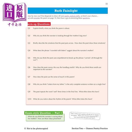 预售 【中商原版】英国CGP原版英语文学诗歌指南4册 GCSE English AQA Poetry Guide Book 1&2 Love & Relationships Anthology 商品图2