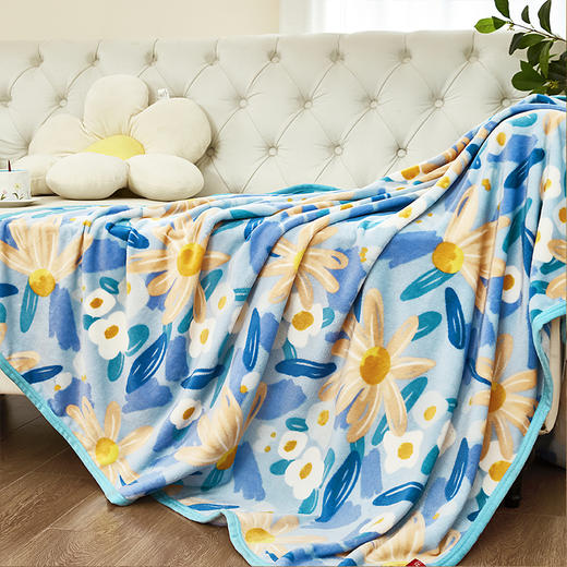 红蜻蜓毛毯双面法兰绒毯撸猫感盖毯沙发毯子办公室午睡毯-花海 150*200cm 商品图2