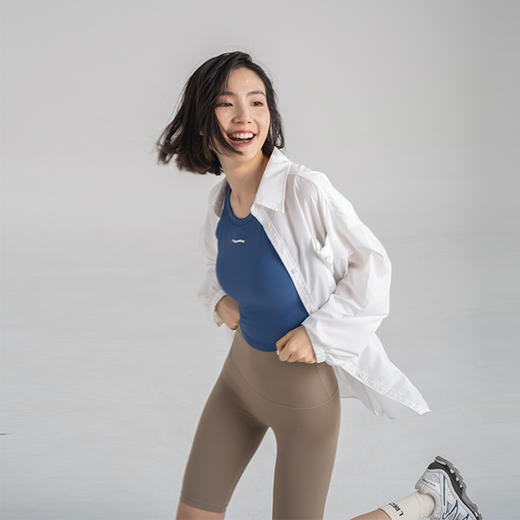 【冰感螺纹】一体杯胸垫运动背心 下摆小圆弧显瘦显腰细 冰感透气吸汗工字背心 商品图4