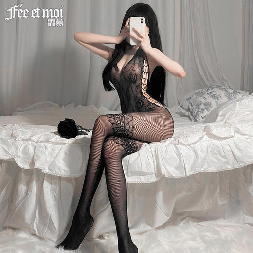 【霏慕】性感情趣镂空连身网袜激情开档诱惑性趣情绪内衣丝袜套装女7559 商品图3