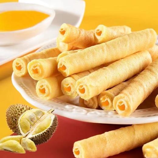【休闲食刻！榴莲蛋卷】一口酥脆 满口榴莲香，甄选好原料更加好味道！微甜不腻，唇齿留香，老少皆宜聚会下午茶休闲小零食Y 商品图0