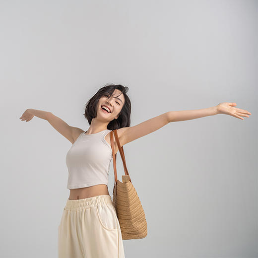 【冰感螺纹】一体杯胸垫运动背心 下摆小圆弧显瘦显腰细 冰感透气吸汗工字背心 商品图3