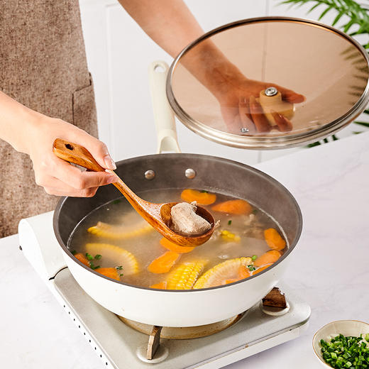 神田 云朵锅系列钛合金家用不粘煎炒锅28cm 玻璃盖 商品图2