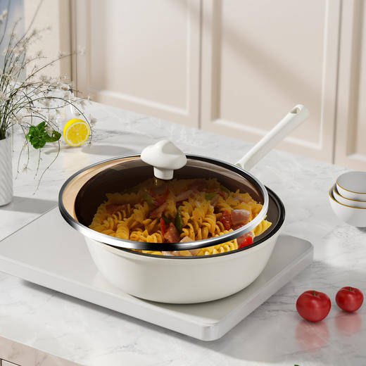 神田 云朵锅系列钛合金家用不粘煎炒锅28cm 玻璃盖 商品图1