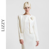 LIZZY 早秋 优雅名媛风简约气质小香风醋酸面料短外套（配胸花）7779 商品缩略图0