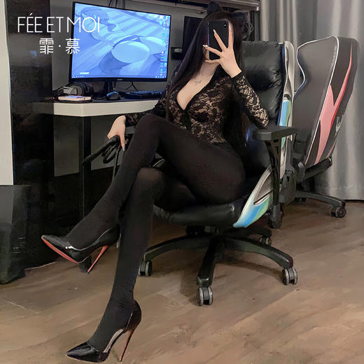 【霏慕】 深V双头拉链开裆连体衣情趣内衣性感制服诱惑情趣丝袜6360 商品图3