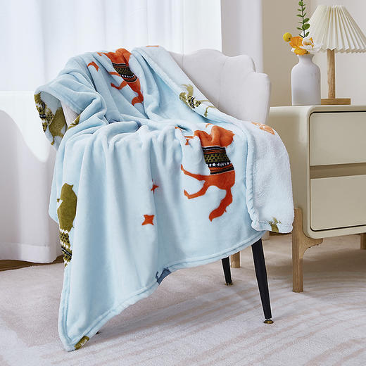 红蜻蜓法兰绒毯随身四季通用毛毯午睡毯办公室空调毯毯子-马到功成 75*100cm 商品图0