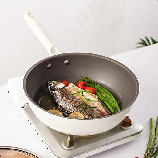 神田 云朵锅系列钛合金家用不粘煎炒锅28cm 玻璃盖 商品图3