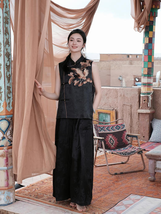 盛唐牡丹盛奢系列| 限量款| 高货-真丝重缎仙鹤纹马甲(特殊商品不退不换) 商品图0