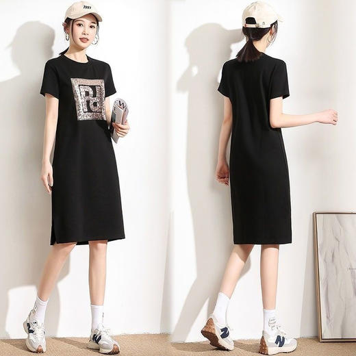 时尚百搭修身休闲女士亮片连衣裙夏季新款小众设计感裙子WX092-DJ99 商品图2