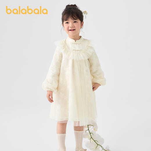 巴拉巴拉童装女童新中式连衣裙秋装新款儿童连衣裙网纱A字裙 商品图2