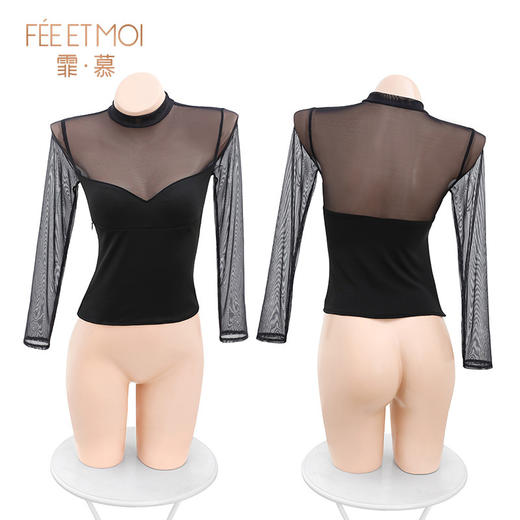 【霏慕】 6559拉链露胸日常上衣+6590哑光质感辣妹修身包臀裙情趣内衣 商品图4