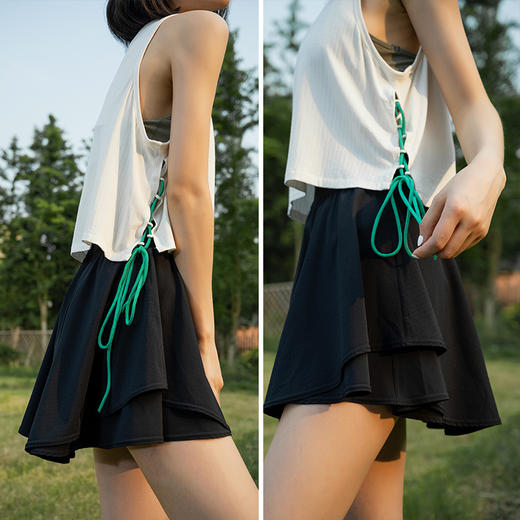 【优可丝面料】运动无袖遮肉罩衫 显瘦减龄无袖T恤 侧绑带抽绳 云感柔软透气 商品图2