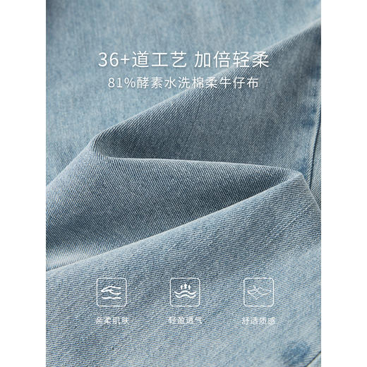 【专属特价】熙世界八分阔腿牛仔裤夏2025新款薄款时髦复古宽松直筒毛边裤子 商品图3