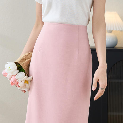 米思阳高级感通勤纯色半身裙高腰修身开叉包臀裙2900 商品图5