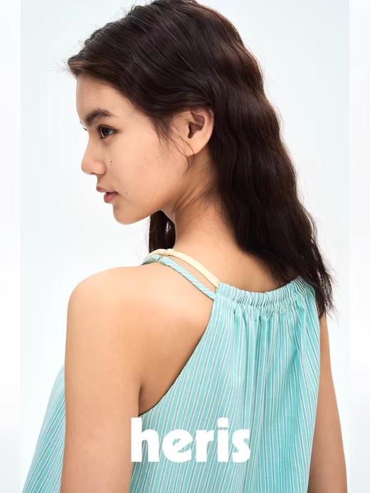 heris/H42109/夏日薄荷条纹可调节挂脖上衣吊带 商品图1