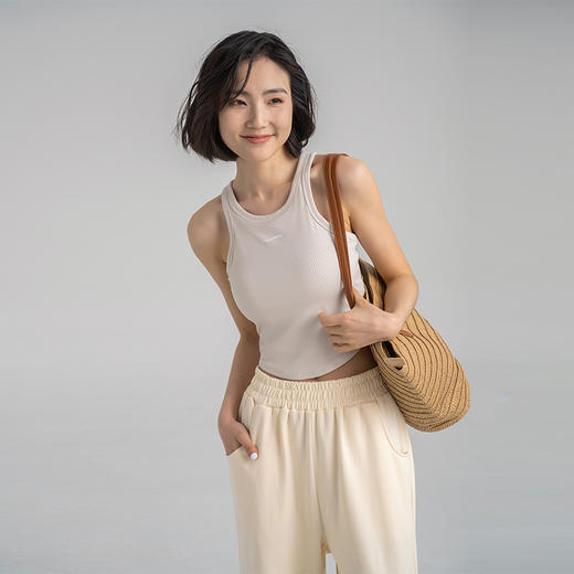 【冰感螺纹】一体杯胸垫运动背心 下摆小圆弧显瘦显腰细 冰感透气吸汗工字背心 商品图5